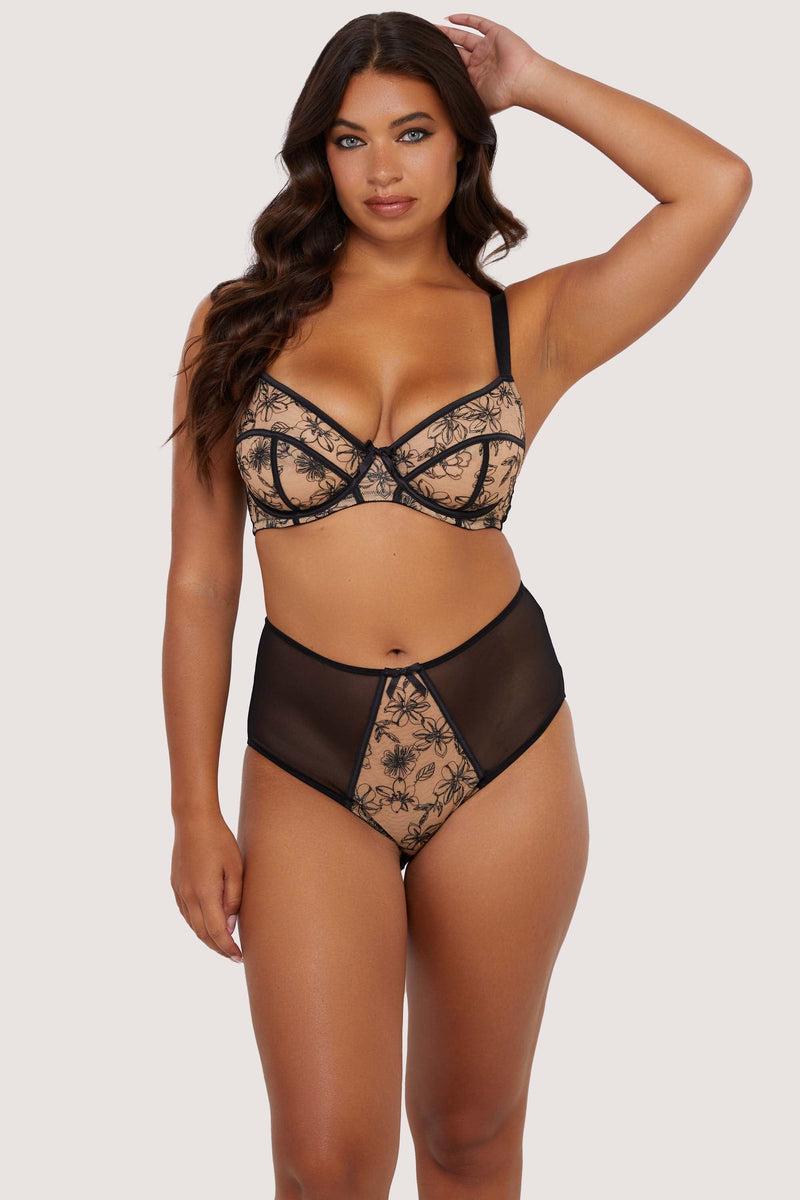 Playful Promises Olivia Black Contrast Embroidery Balconette Bra