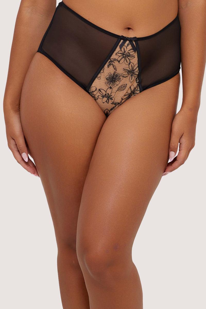 playful promises Olivia Black Contrast Embroidery High Waist Brief