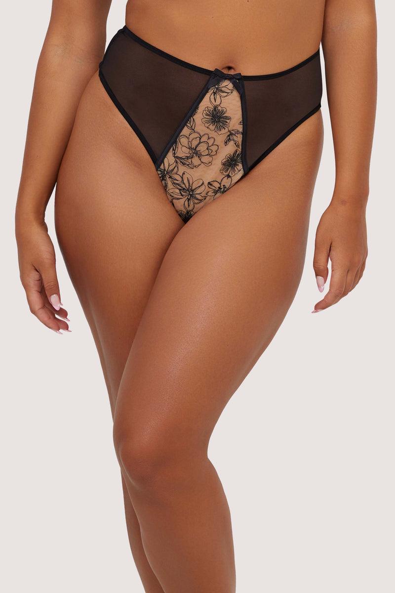 playful promises Olivia Black Contrast Embroidery Thong