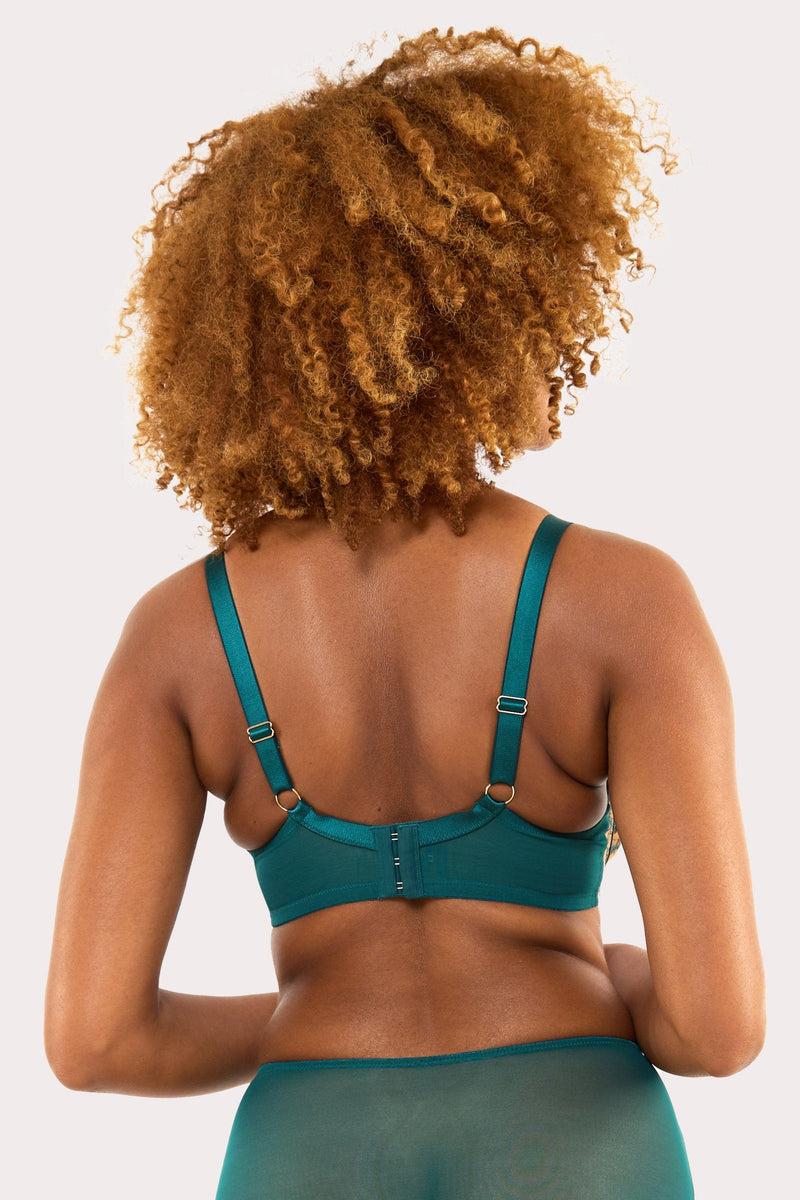 Playful Promises Olivia Teal Contrast Embroidery Balconette Bra