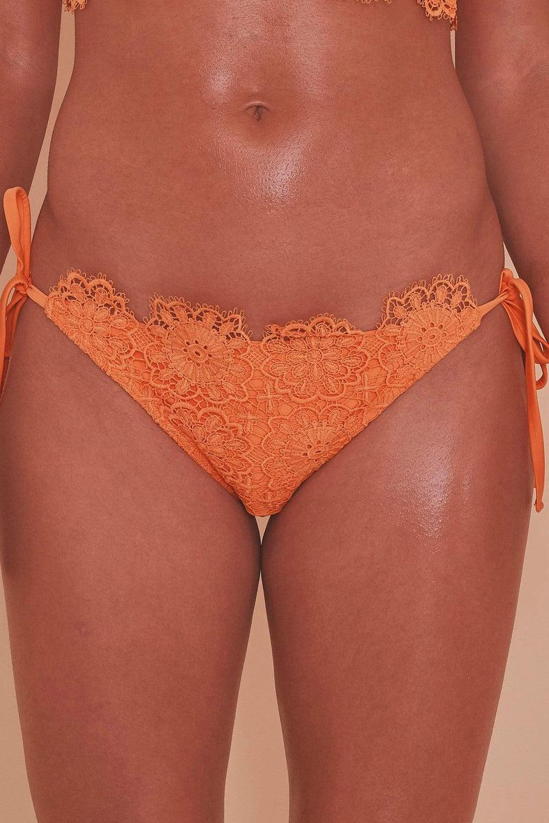 playful promises Orange Crochet Lace Tie Side Bikini Brief