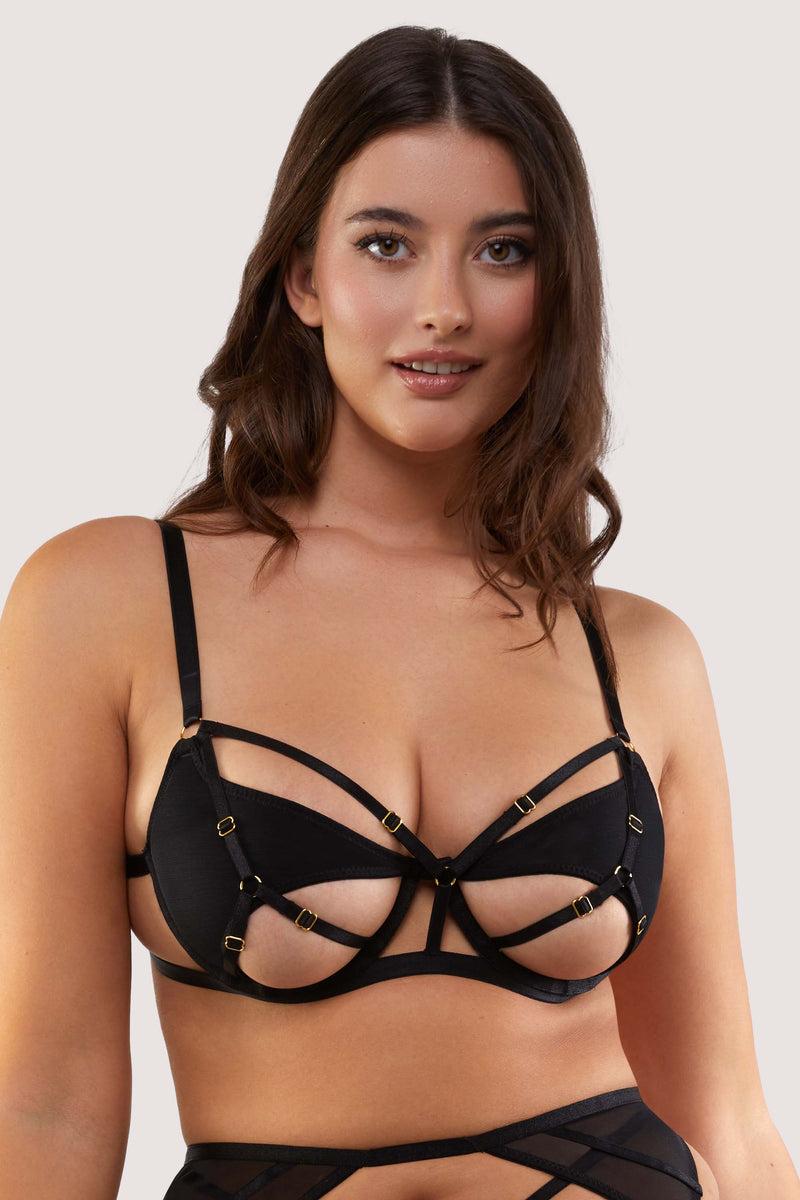playful promises Penny Black Multi Strap Cut Out Mesh Bra