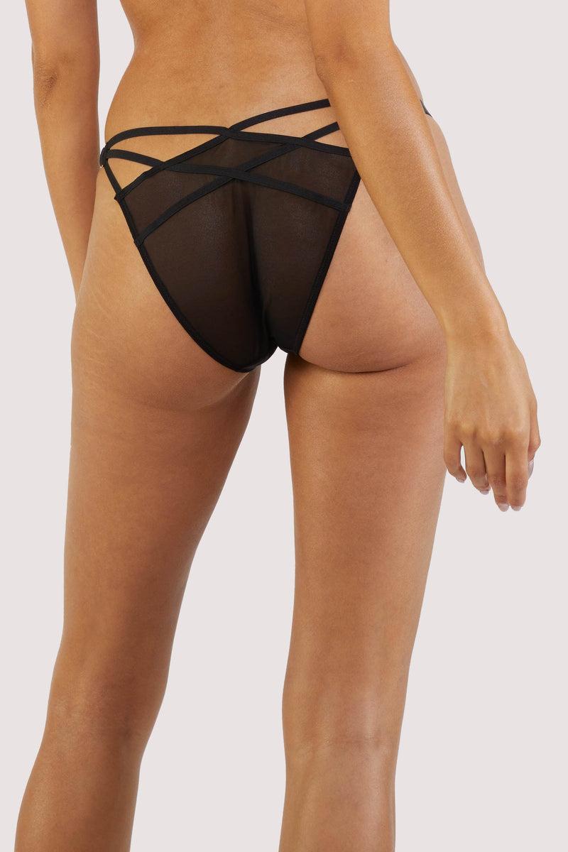 Playful Promises Pippa Black Deco Embroidered Caged Brief