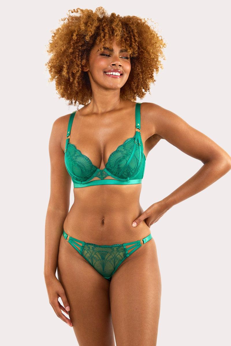 Playful Promises Pippa Forest Green Deco Embroidered Brief