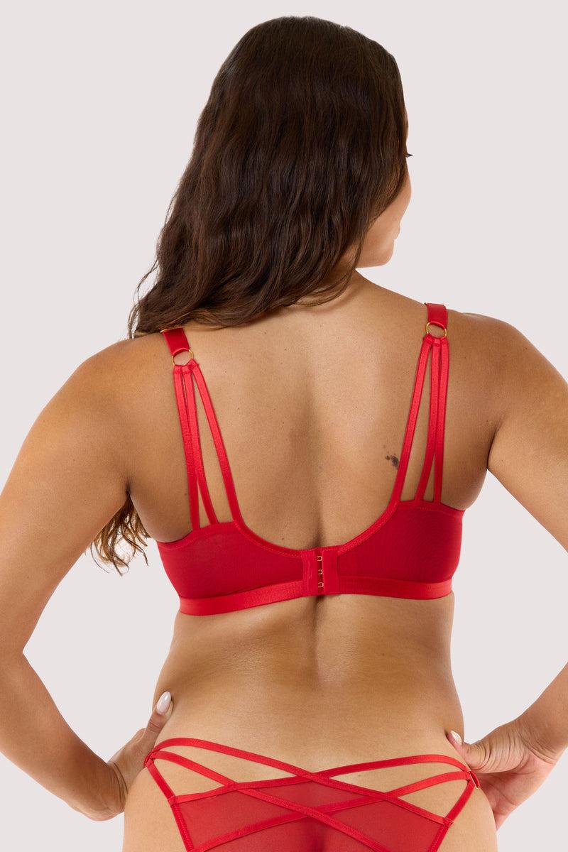 Playful Promises Pippa Red Deco Embroidered Plunge Bra