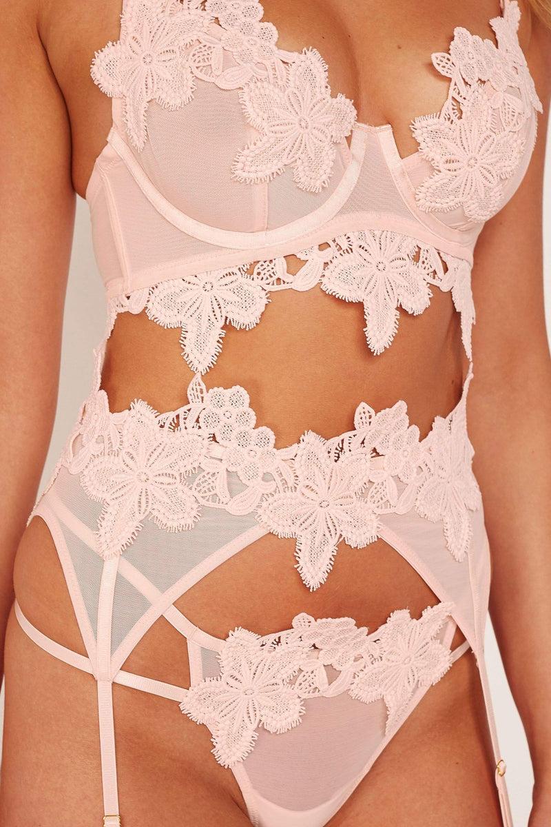 playful promises Alyssa Applique Peach Suspender