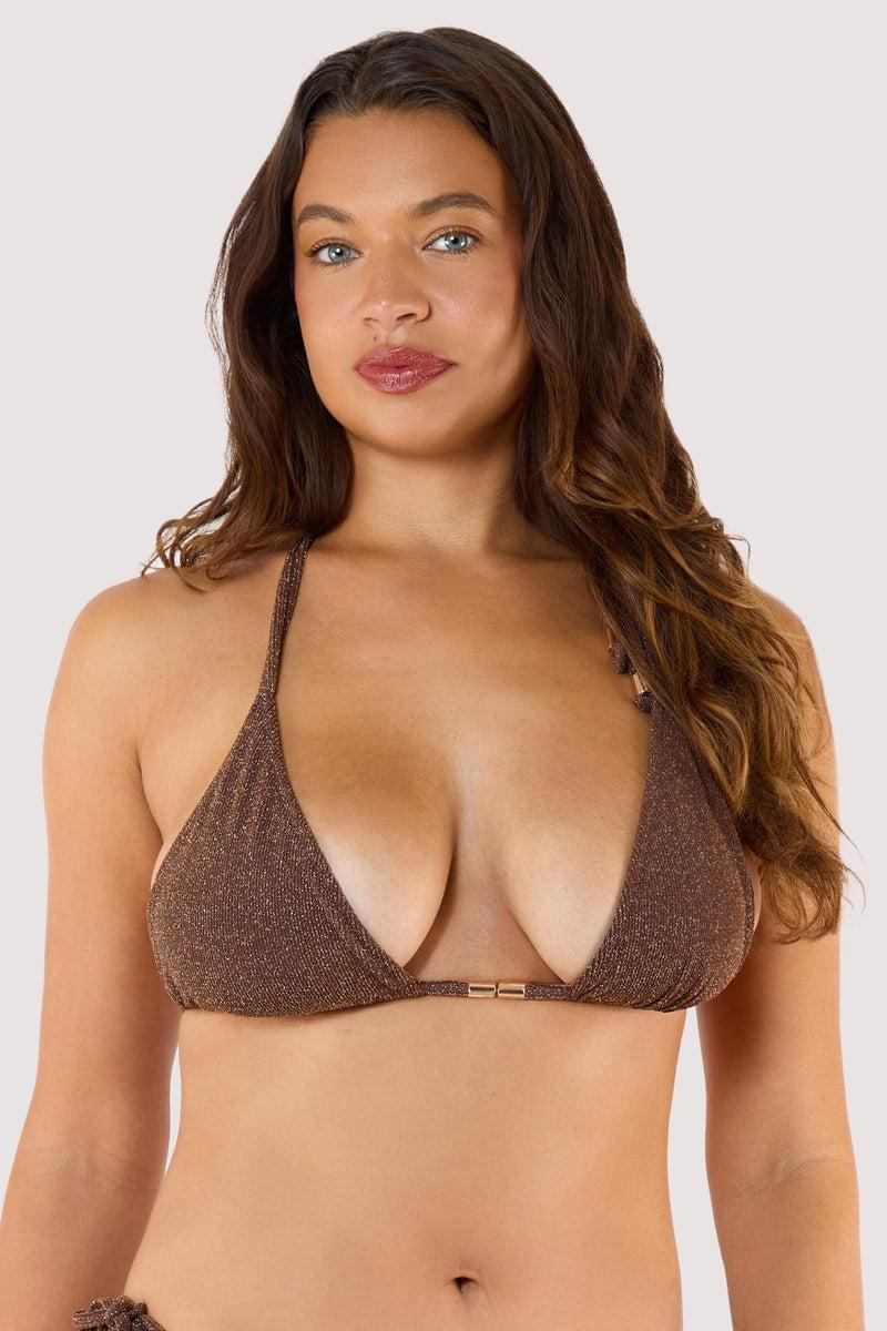 Playful Promises Amber Bronze Triangle Bikini Top