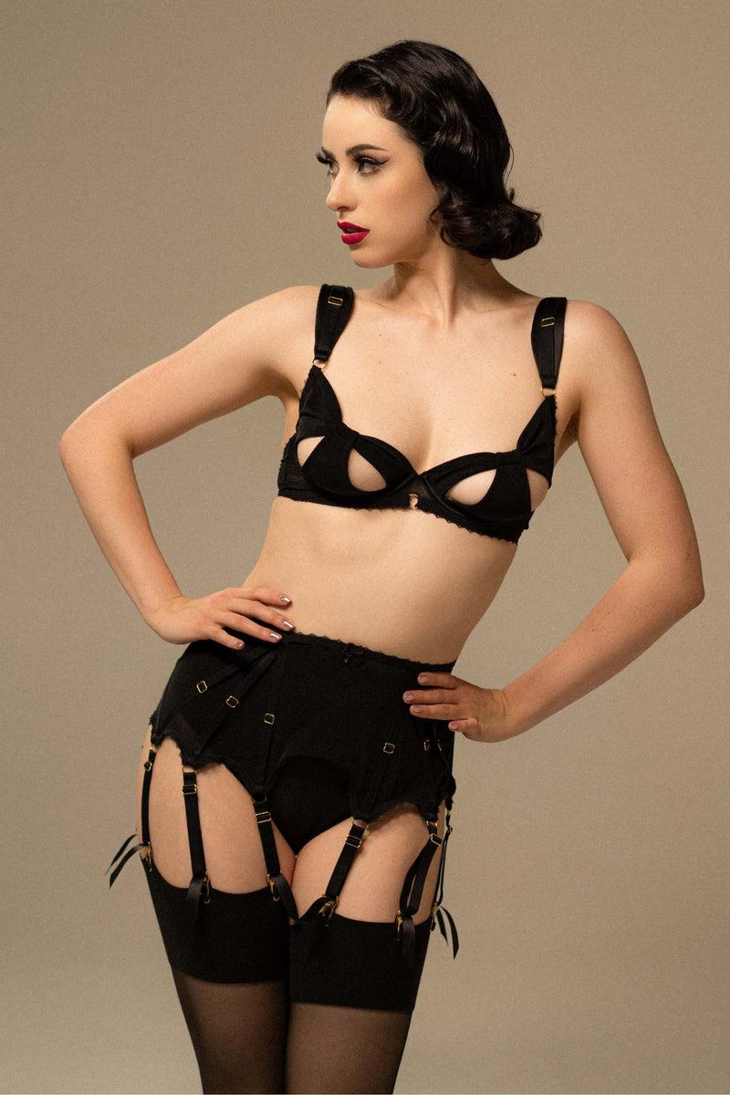 Playful Promises Anita Black Mesh Cut Out Bow Bra