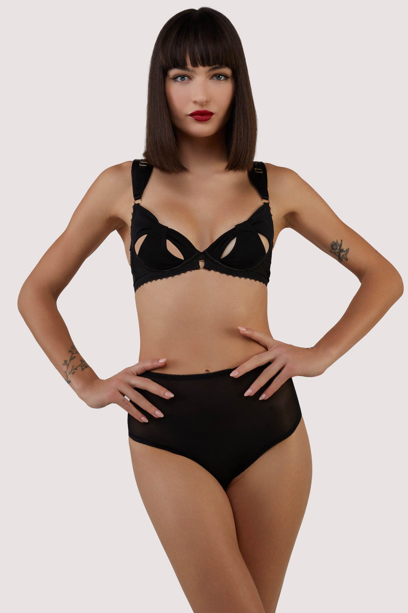 Playful Promises Anita Black Mesh Cut Out Bow Bra