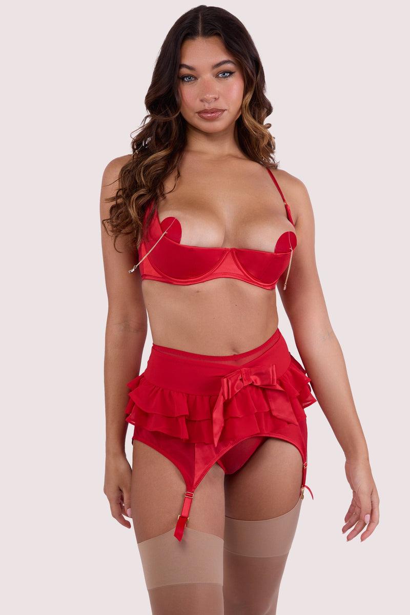 Playful Promises Annette Red Satin Quarter Cup Bra