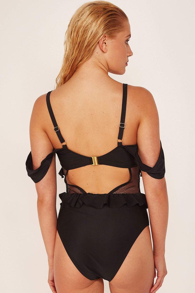 Playful Promises Black Lace Up Swimsuit