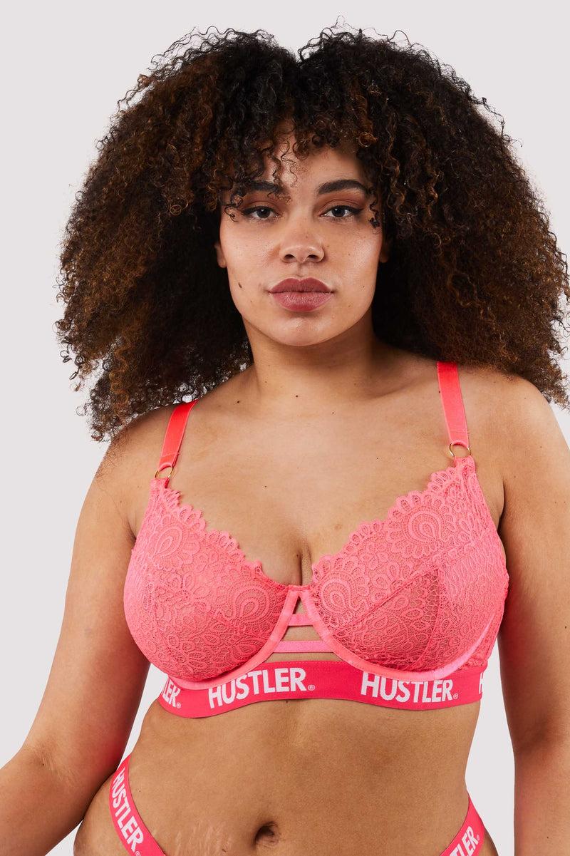 Playful Promises Branded Hot Pink Lace Bra