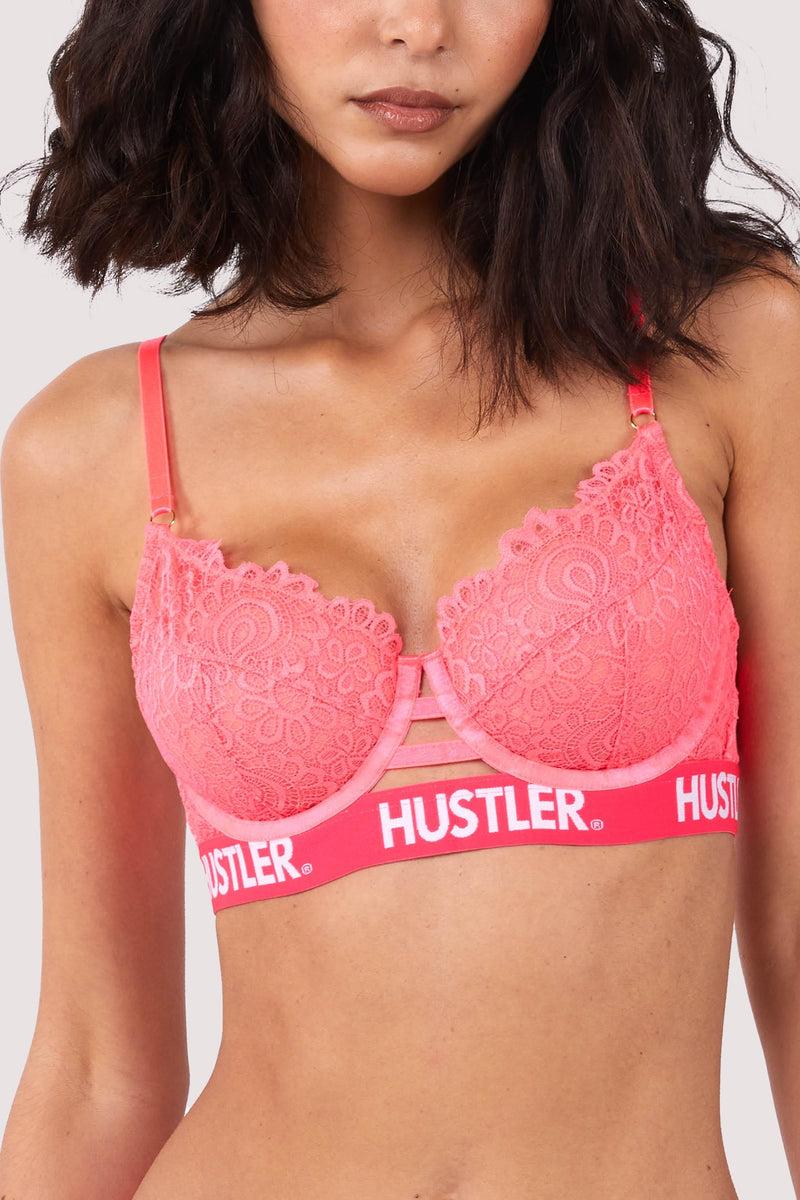 Playful Promises Branded Hot Pink Lace Bra