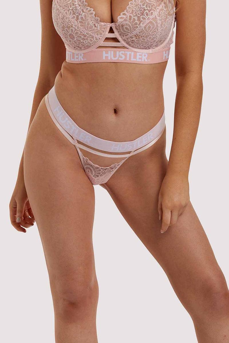 playful promises Branded Lace Baby Pink Thong