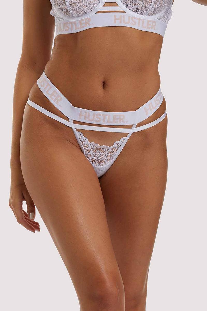 playful promises Branded Lace White Thong