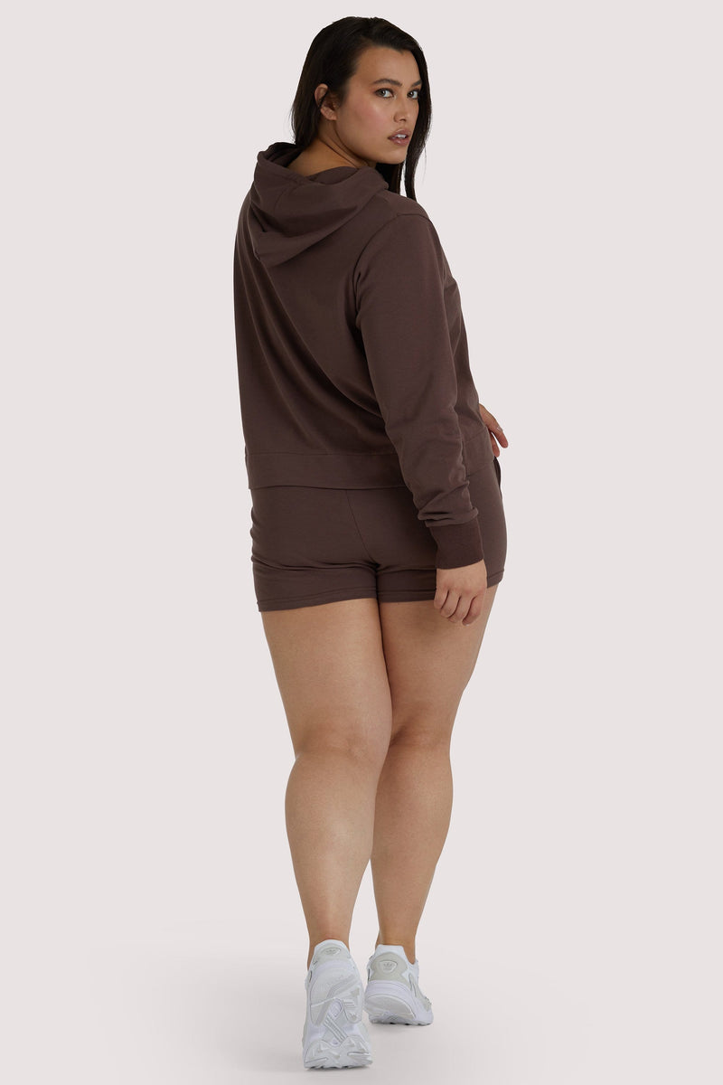 Playful Promises Brown Curve Hooded Top