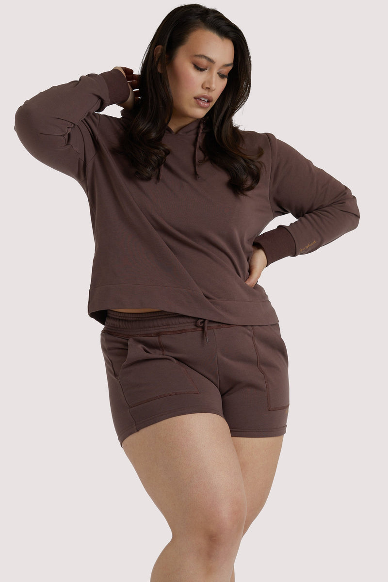 playful promises Brown Curve Hooded Top