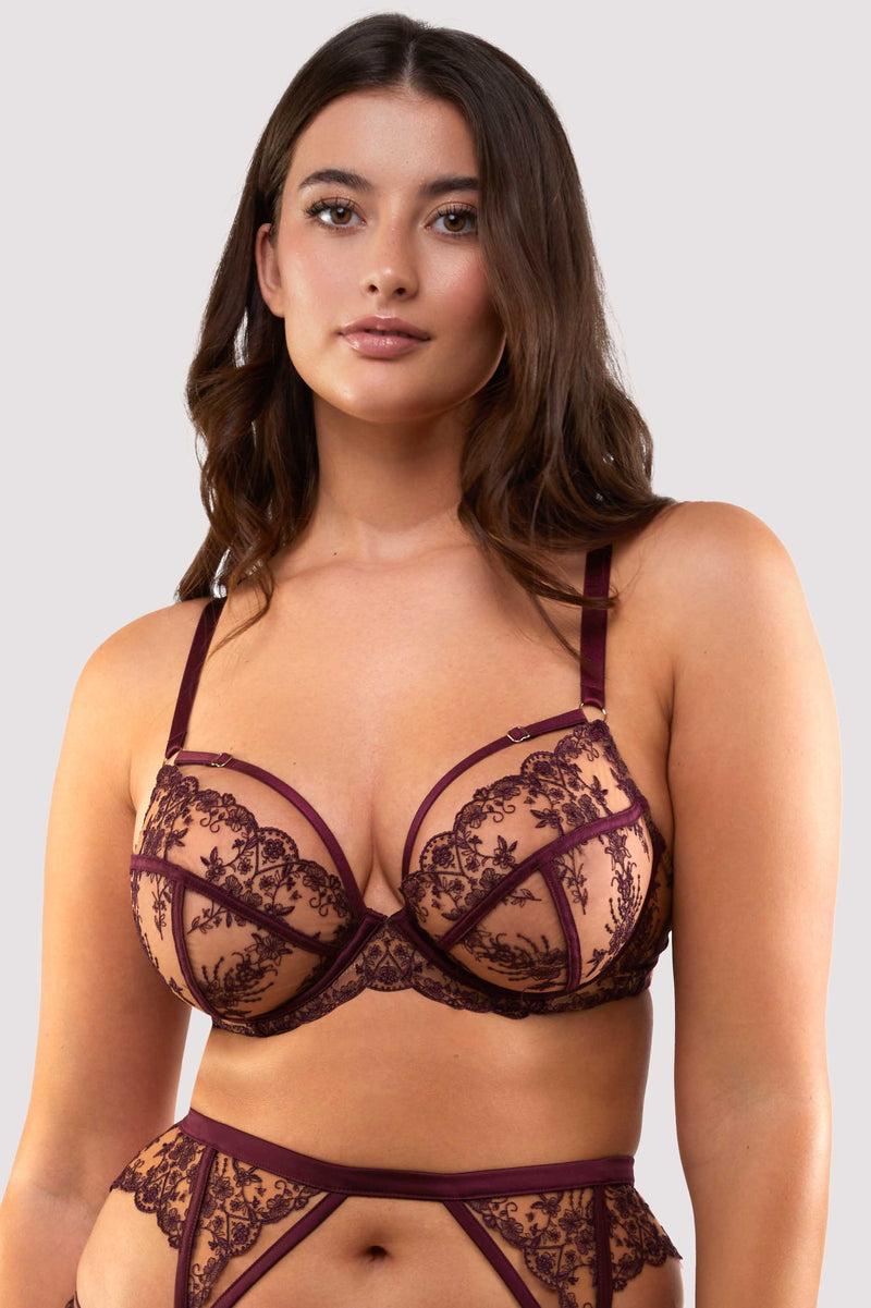 Playful Promises Cassia Wine Custom Embroidery Bra