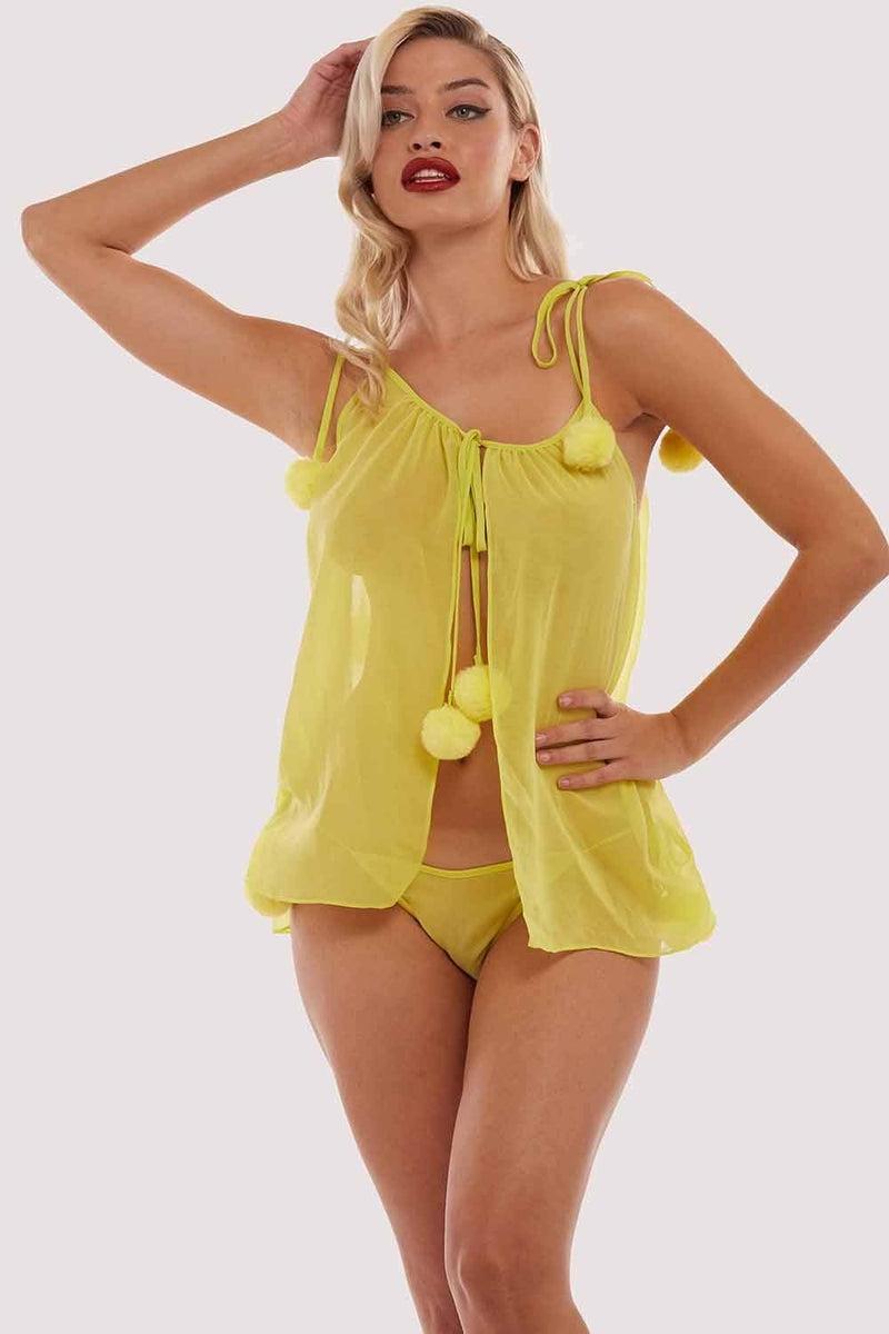 Playful Promises Chartreuse Dolores Pom Pom Brief