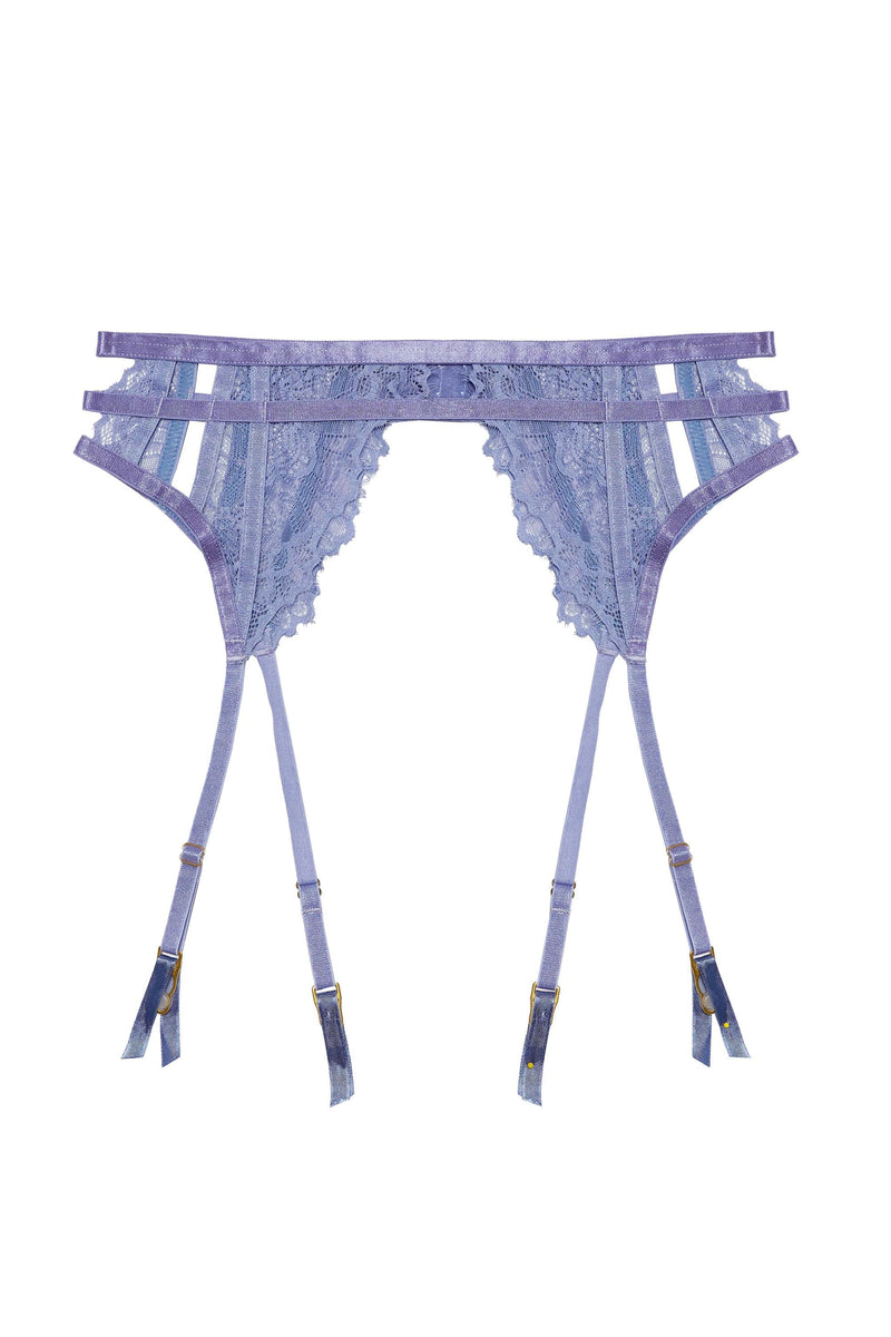 Playful Promises Claire Blue Caged Lace Suspender