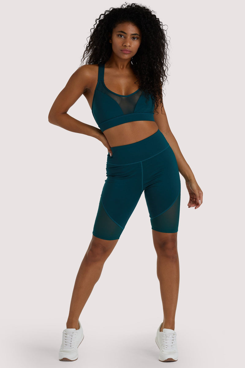 Playful Promises Eco Teal Mesh Panel Shorts