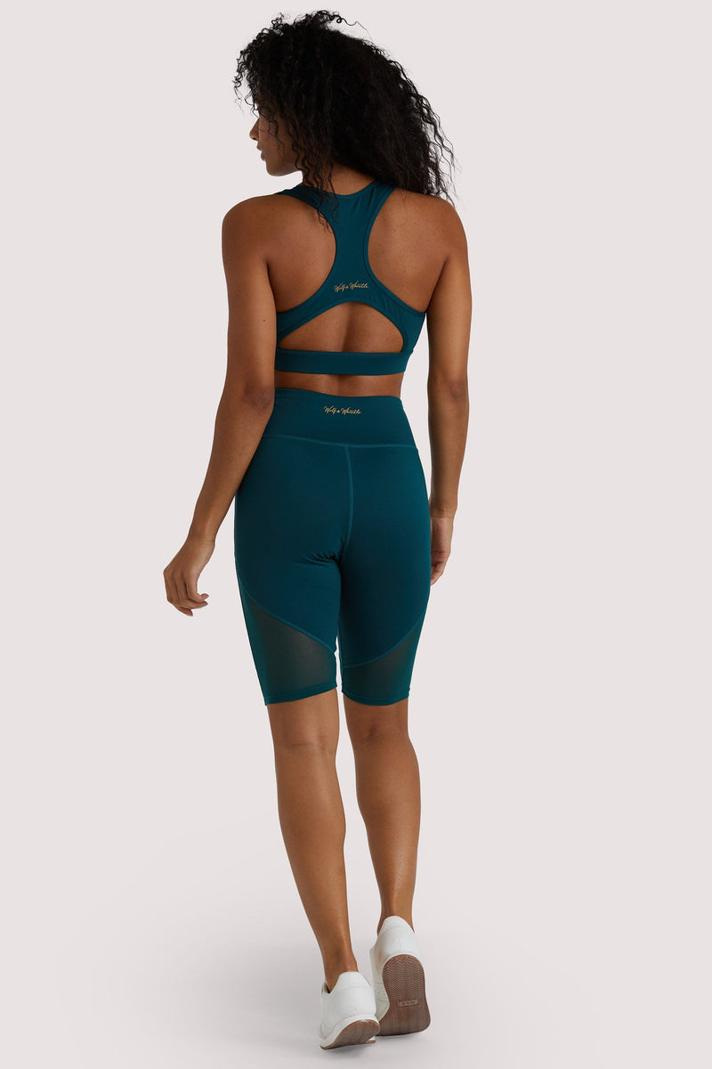 Playful Promises Eco Teal Mesh Panel Shorts