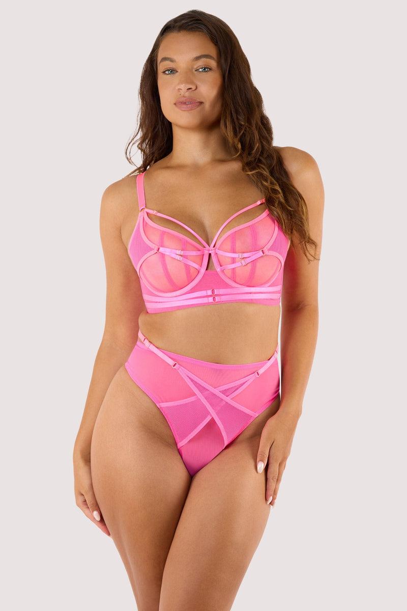 Playful Promises Eddie Neon Pink Crossover Thong