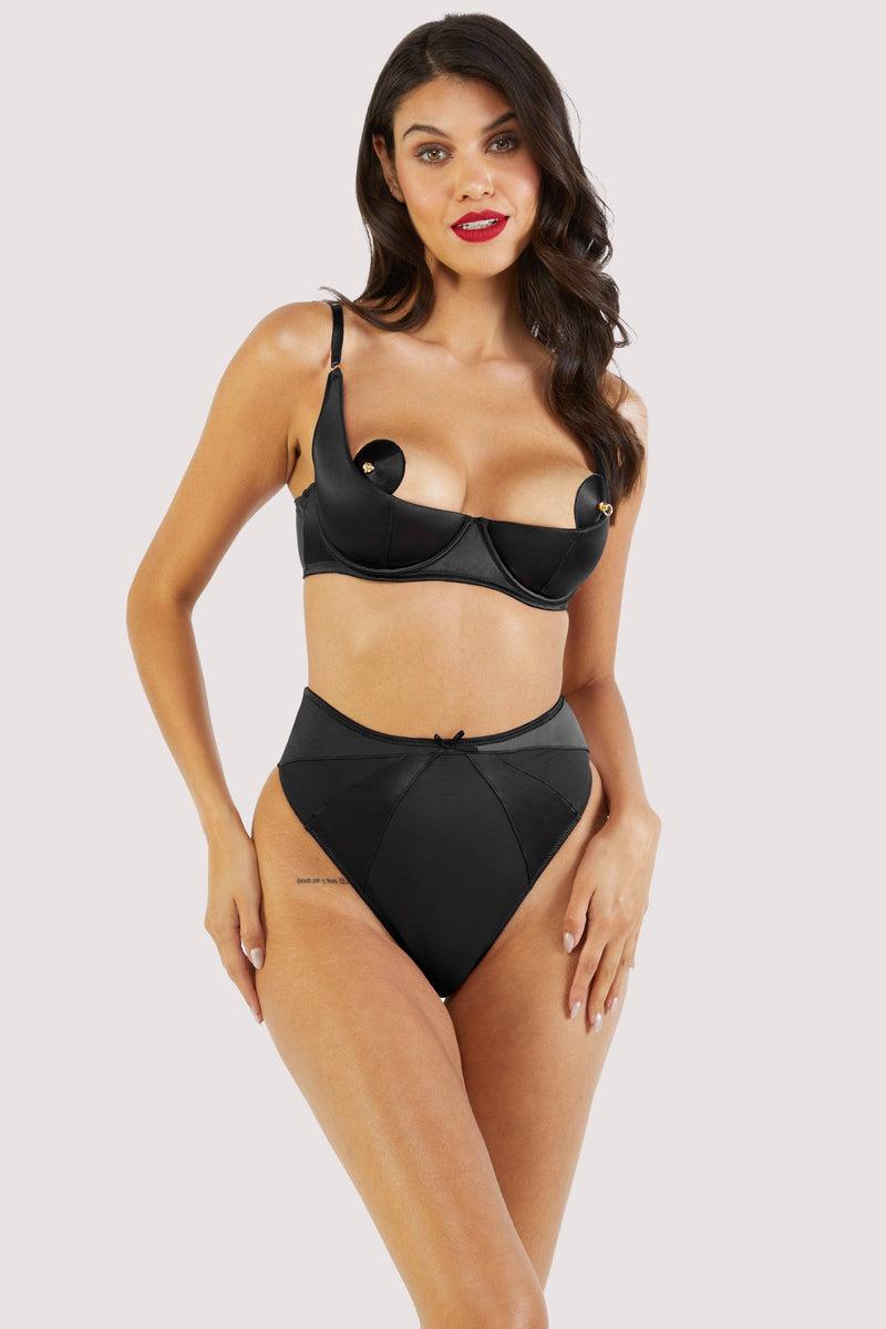 Playful Promises Etta Black Satin Quarter Cup Bra