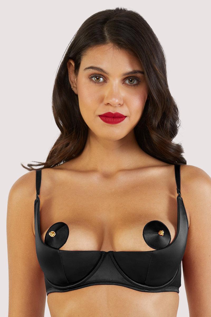 playful promises Etta Black Satin Quarter Cup Bra