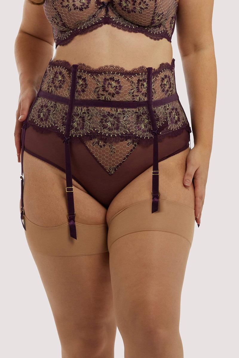 playful promises Evelina Aubergine Curve Suspender