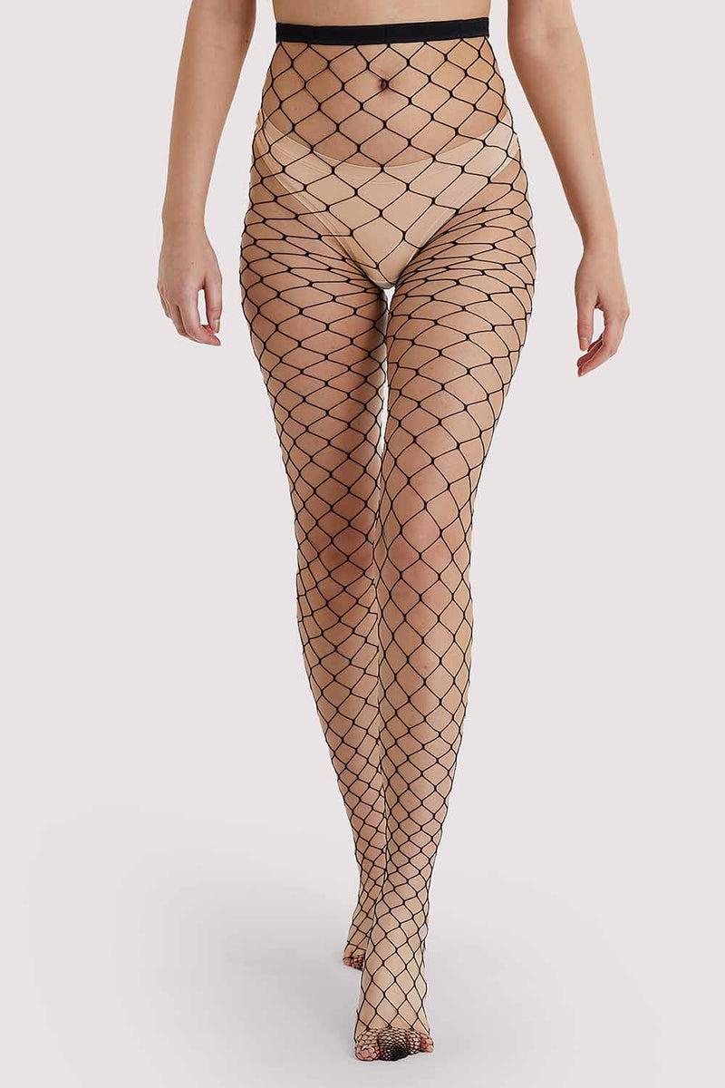 Playful Promises Fence Net Tights - Black