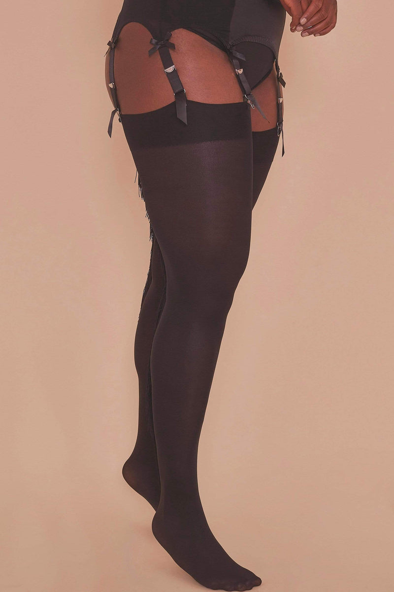 Playful Promises Fringe Stockings Black