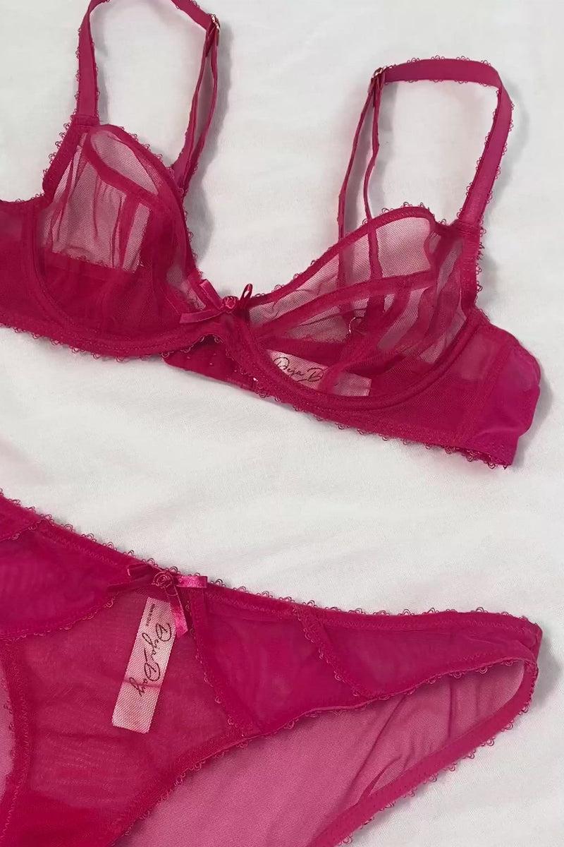 Playful Promises Grace Hot Pink Mesh Bra