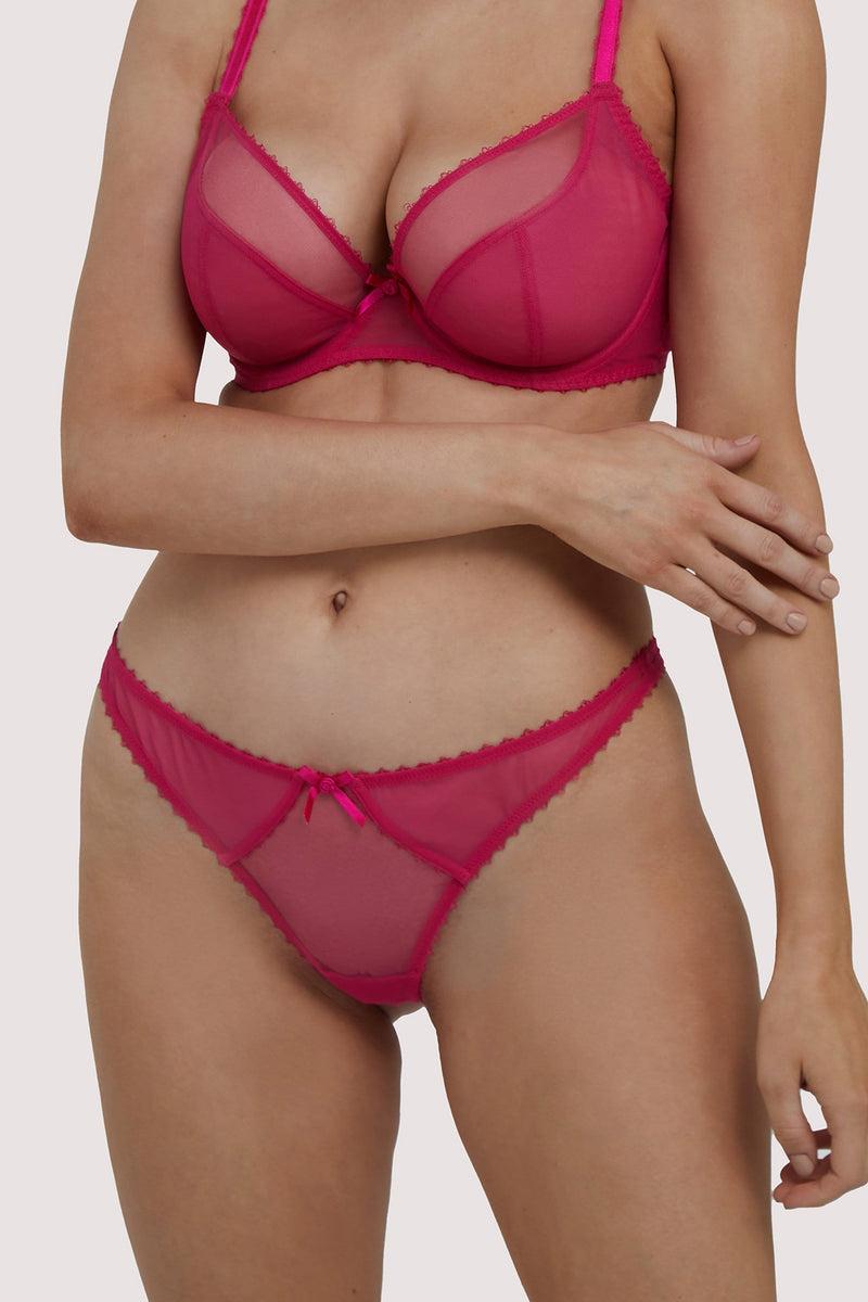playful promises Grace Hot Pink Mesh Thong