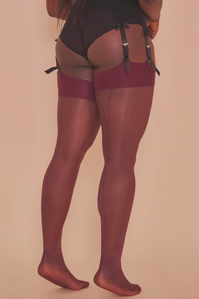 Playful Promises Grape Wine Seamed Stockings