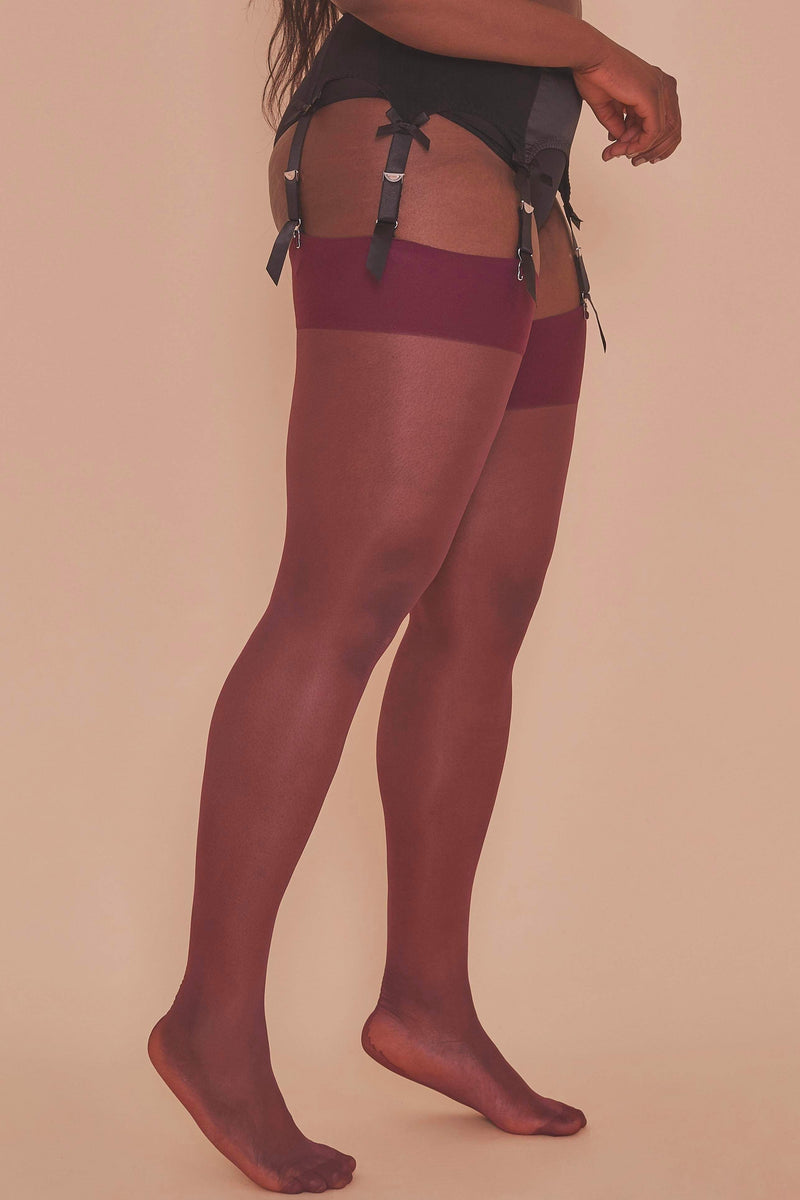 Playful Promises Grape Wine Seamed Stockings
