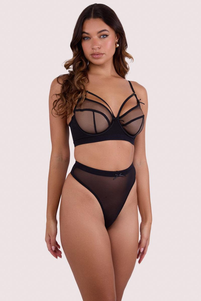 Playful Promises Josie Black Mesh High Waist Thong