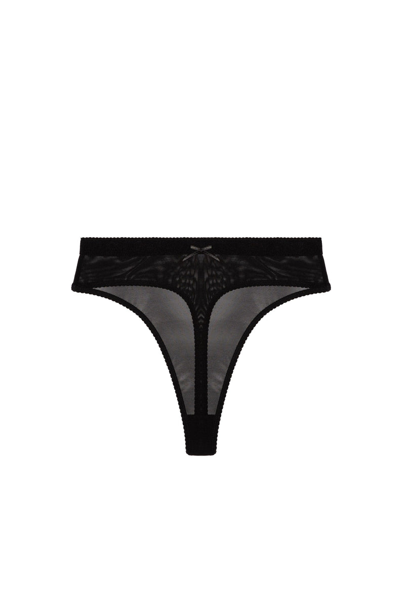 Playful Promises Josie Black Mesh High Waist Thong