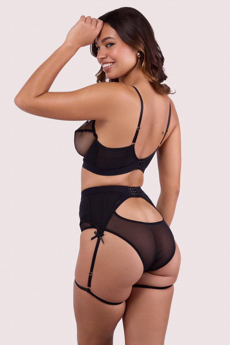 Playful Promises Josie Black Mesh Suspender Belt