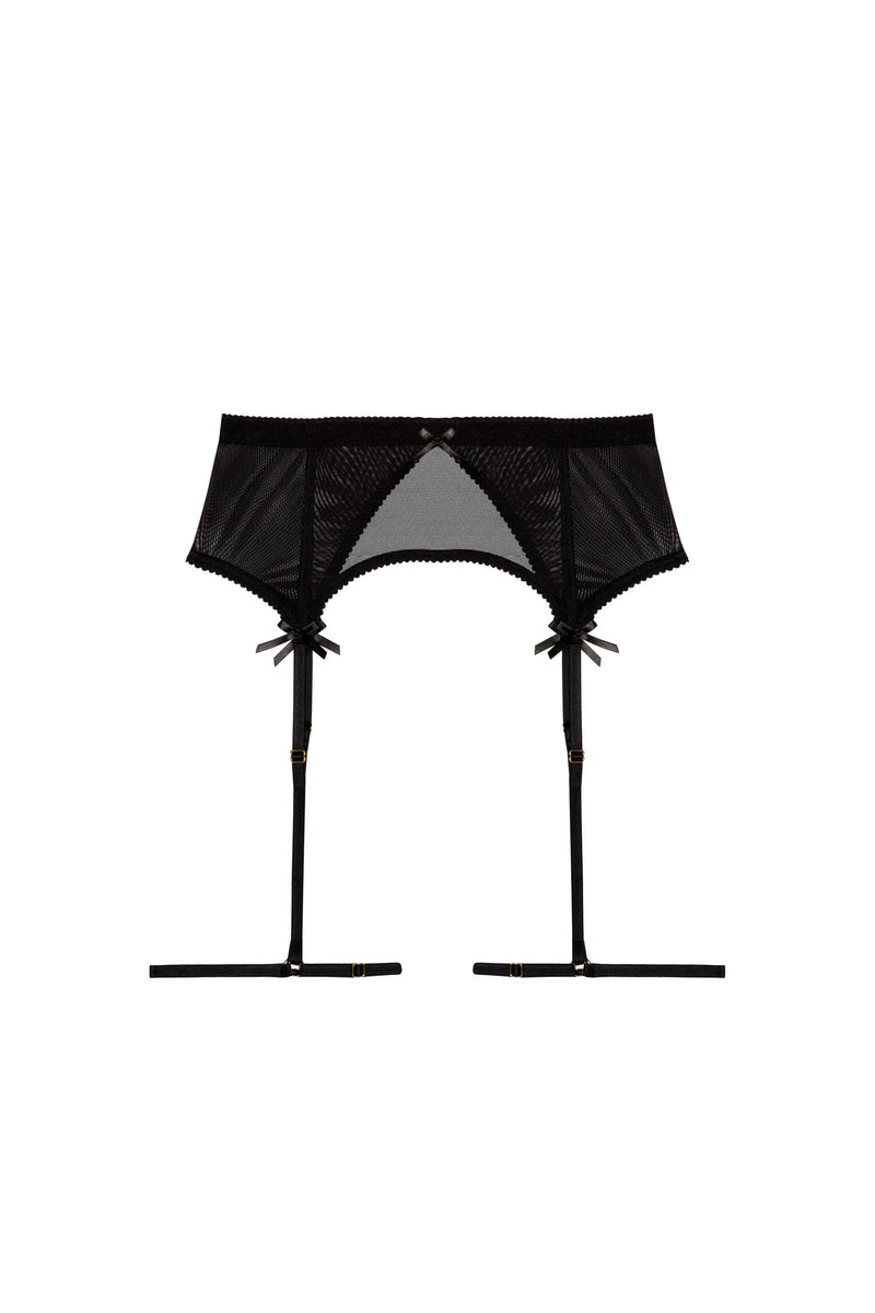 Playful Promises Josie Black Mesh Suspender Belt