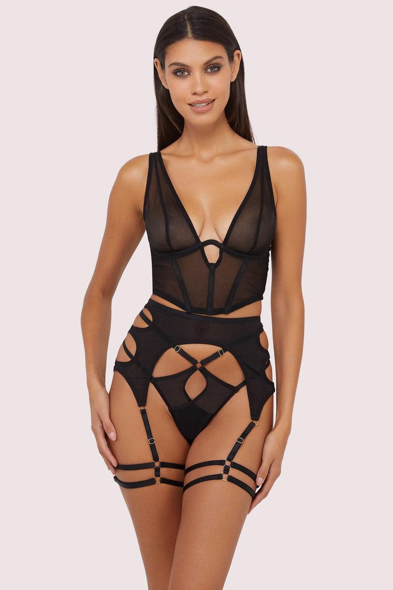 Playful Promises Kali Black Mesh Cut Out Suspender
