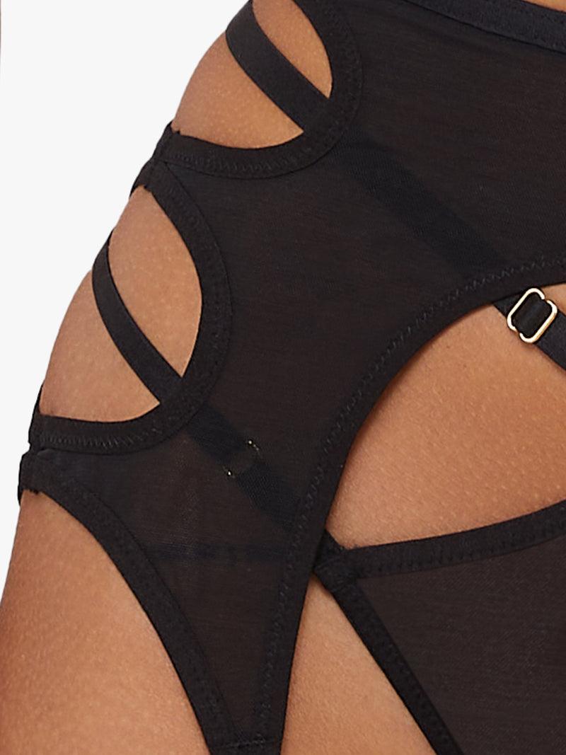 Playful Promises Kali Black Mesh Cut Out Suspender