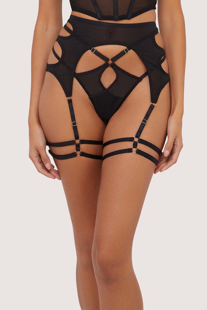 playful promises Kali Black Mesh Cut Out Suspender