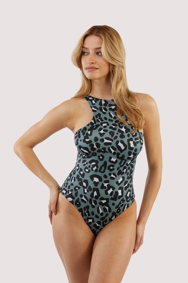 Playful Promises Khaki Eco Leopard Swimsuit