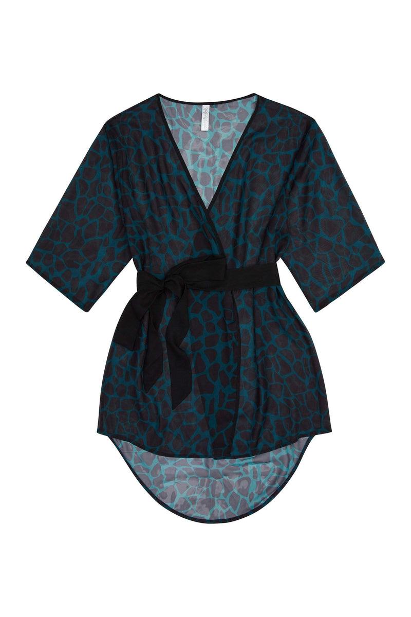 Playful Promises Khaki Giraffe Beach Kimono