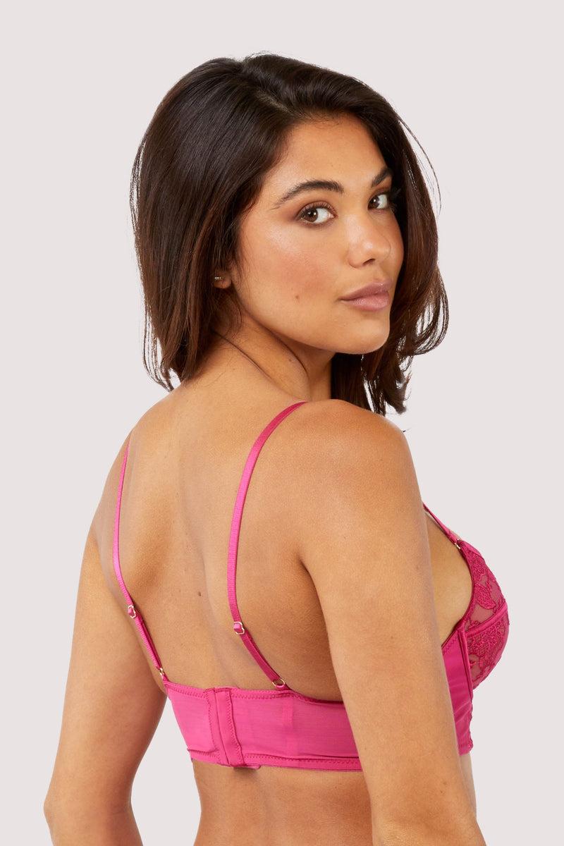 Playful Promises Lyra Pink Longline Embroidery Bra