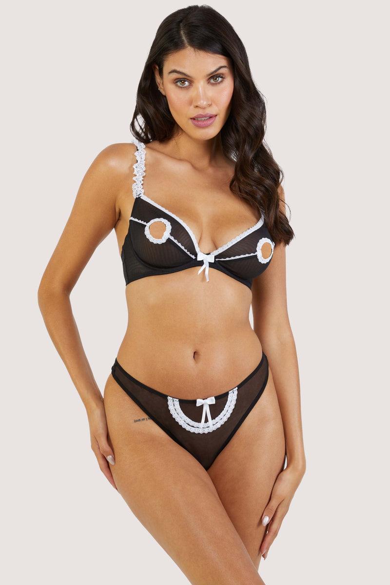 Playful Promises Miranda Peep Hole Black & Ivory Bra