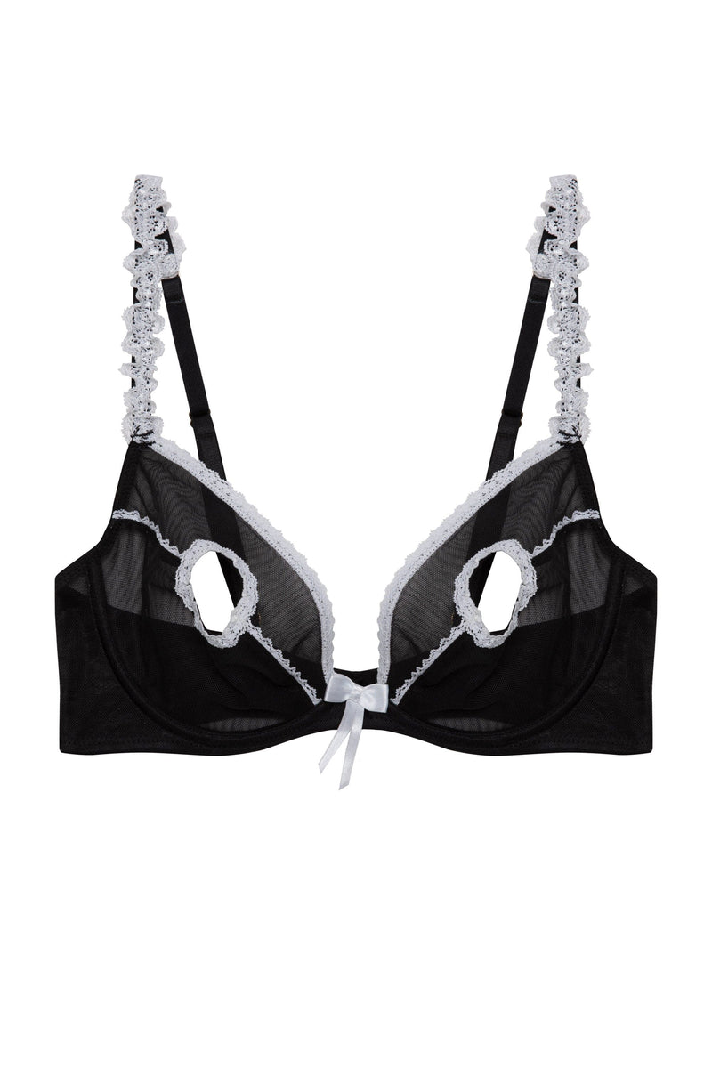 Playful Promises Miranda Peep Hole Black & Ivory Bra