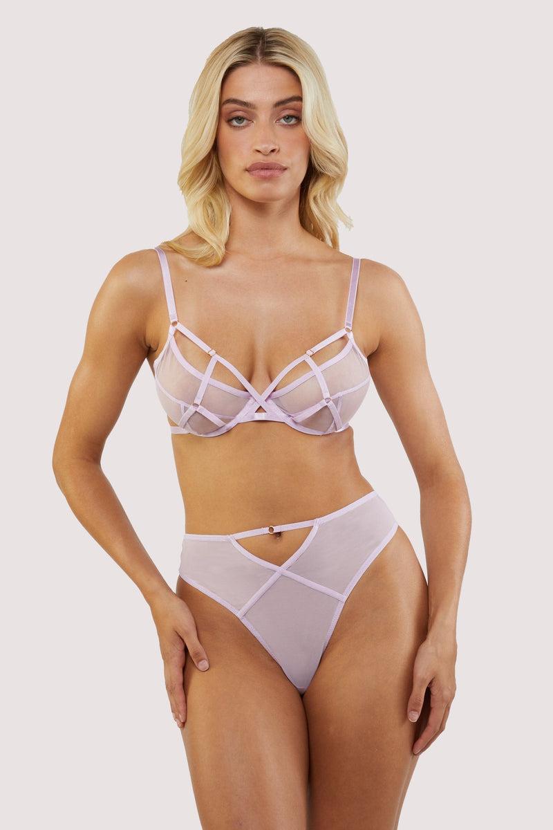 Playful Promises Naya Lilac Mesh Wired Plunge Bra