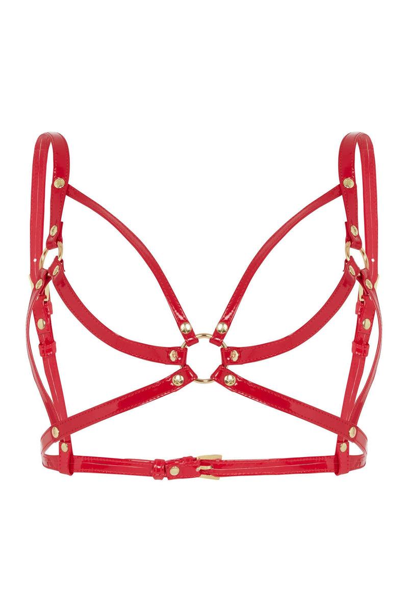 Playful Promises Open Harness Bra Red